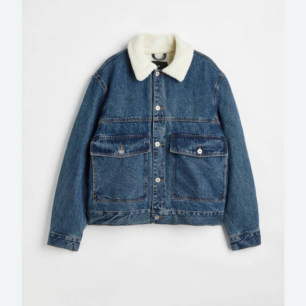 H&M Lined Borg- Collar Denim Jacket